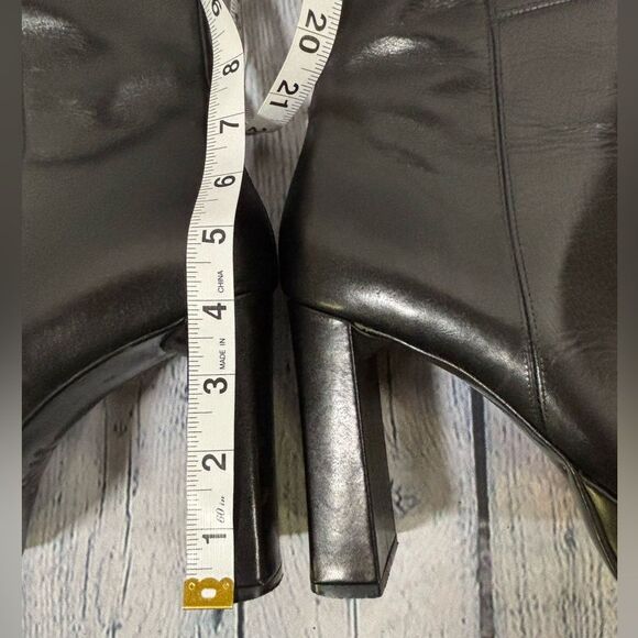 VINTAGE Luichiny Mavis Black Leather Y2K Classic Club Retro Platform Boots 39 - Picture 15 of 16